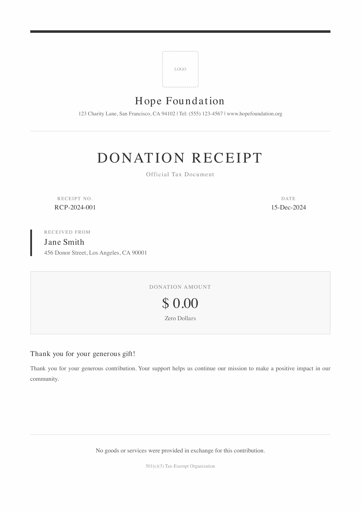 Classic receipt template preview