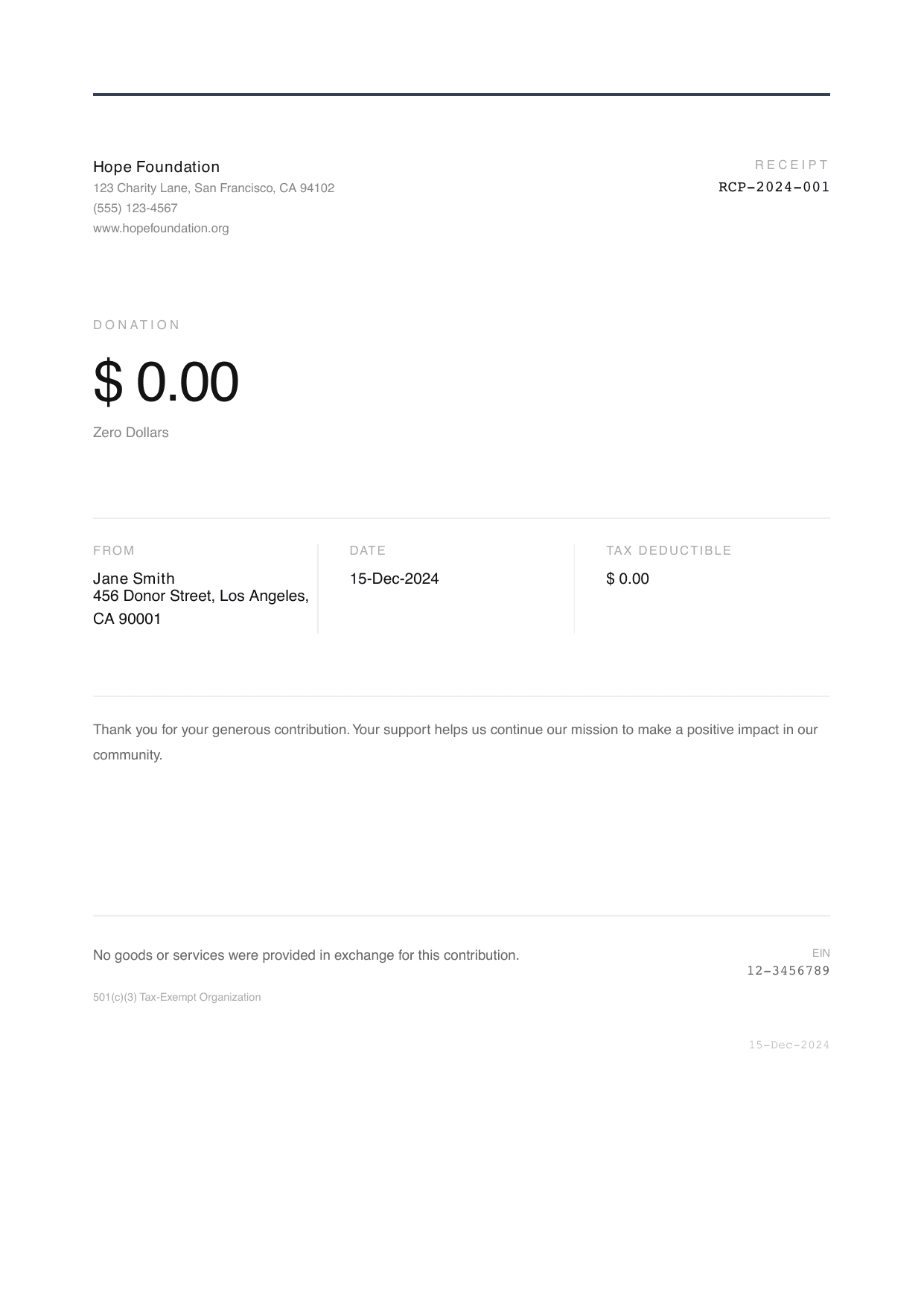 Minimal receipt template preview